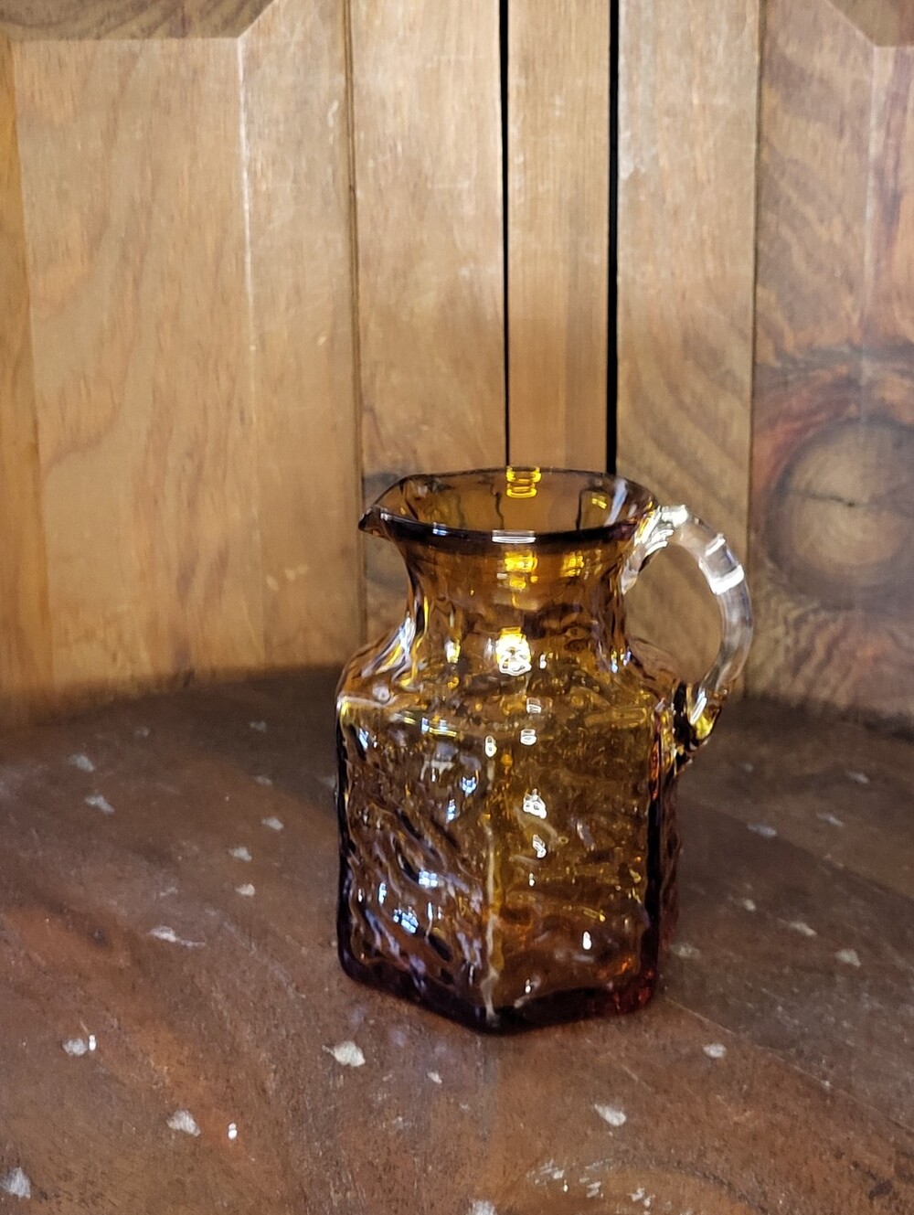 Amber Textured Glass Pitcher - Home Art - Picture 3 of 11